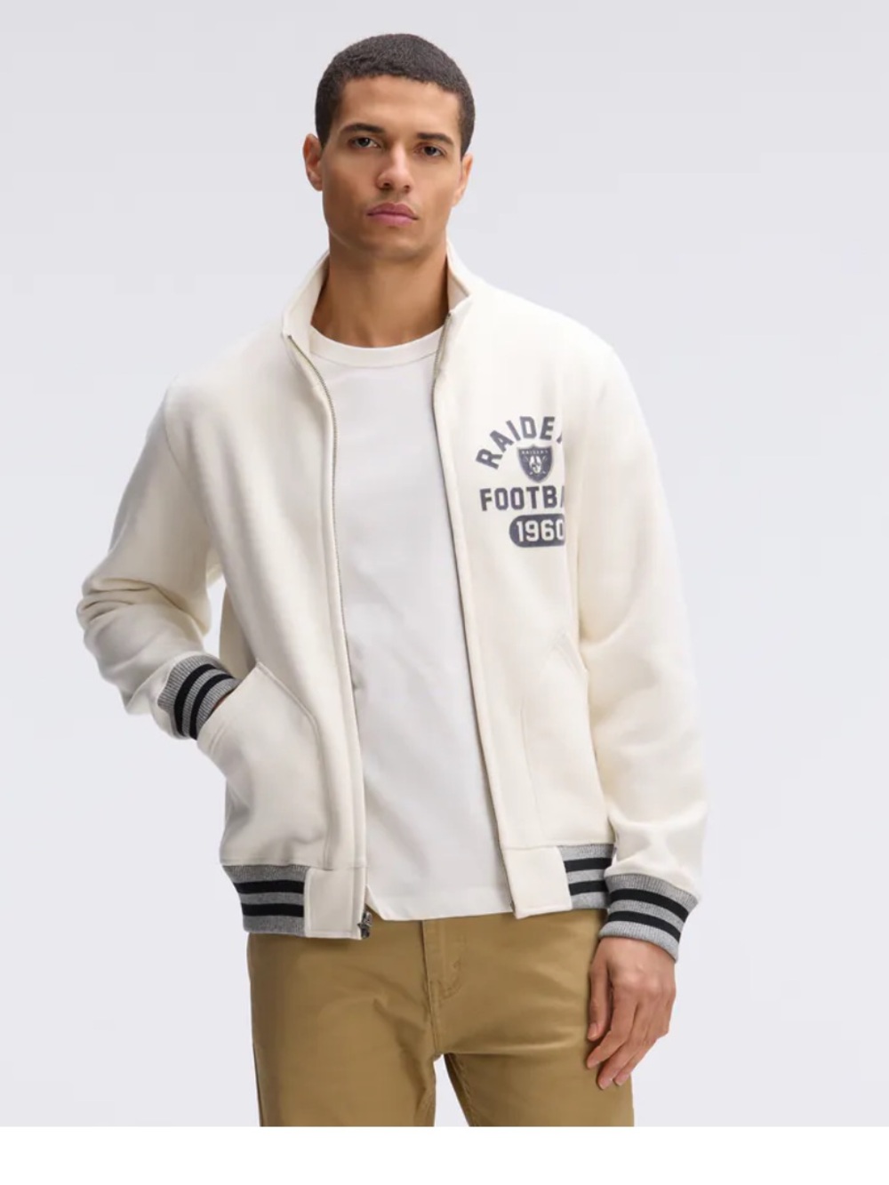 Las Vegas Raiders Fanatics Oatmeal IconicFleece Full-Zip Jacket large